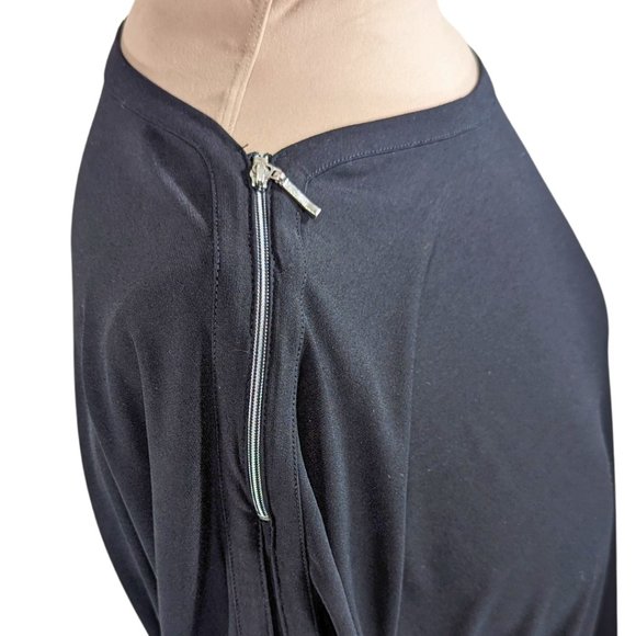 Chico's 3/XL Black Short Sleeve Blouse with Silver Shoulder Zippers - Picture 7 of 10